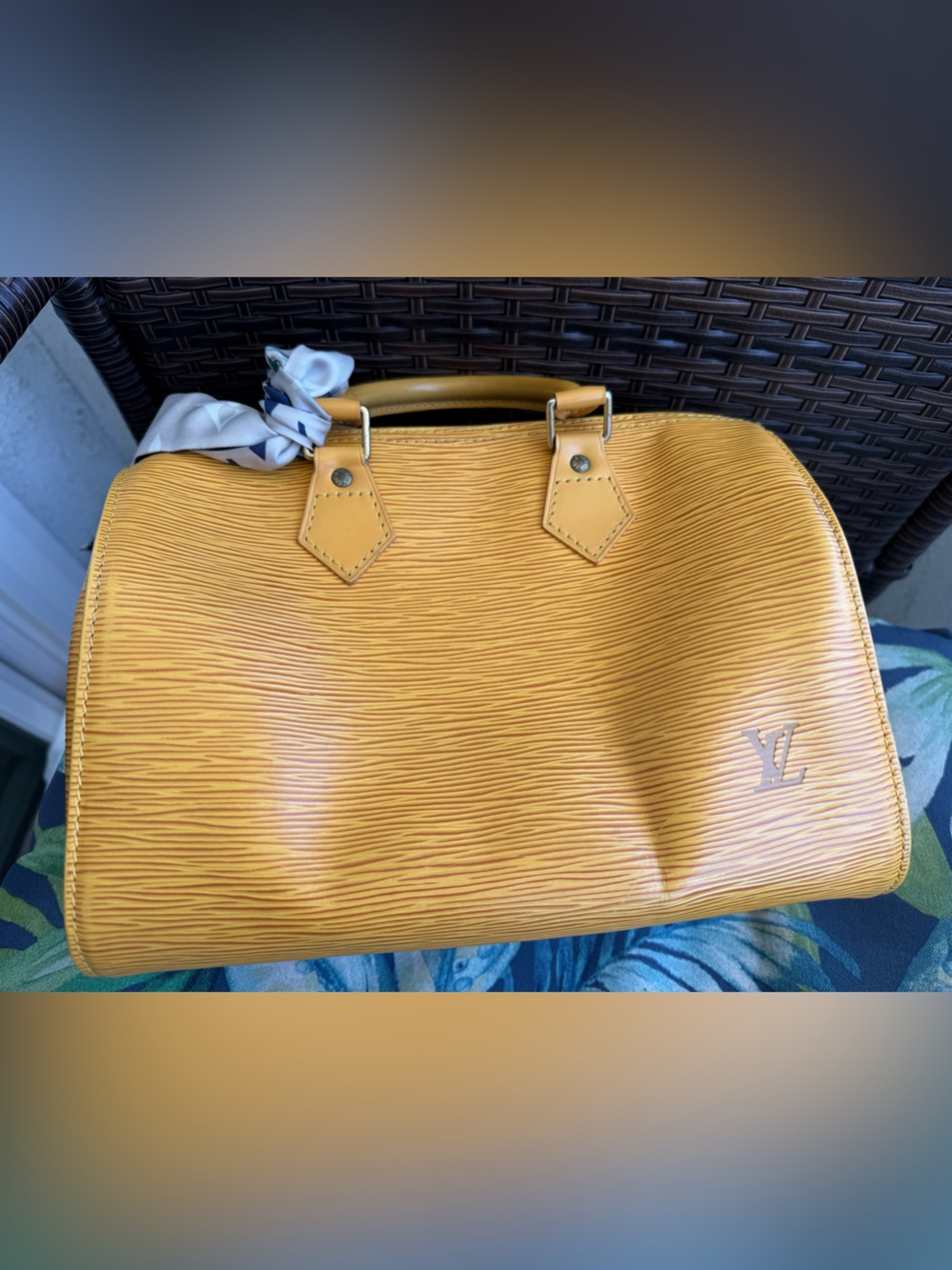 Louis Vuitton Yellow Epi Leather Satchel with Top Handles